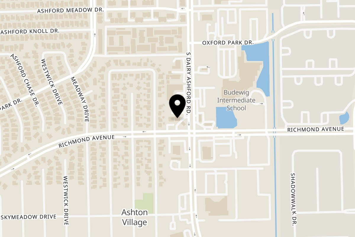 Map showing the location of Tacos La Potosina on 3150 S Dairy Ashford Rd in Houston